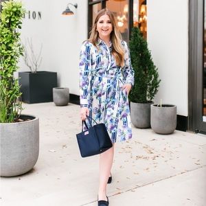 JCrew Floral and Stripe Shirt Dress